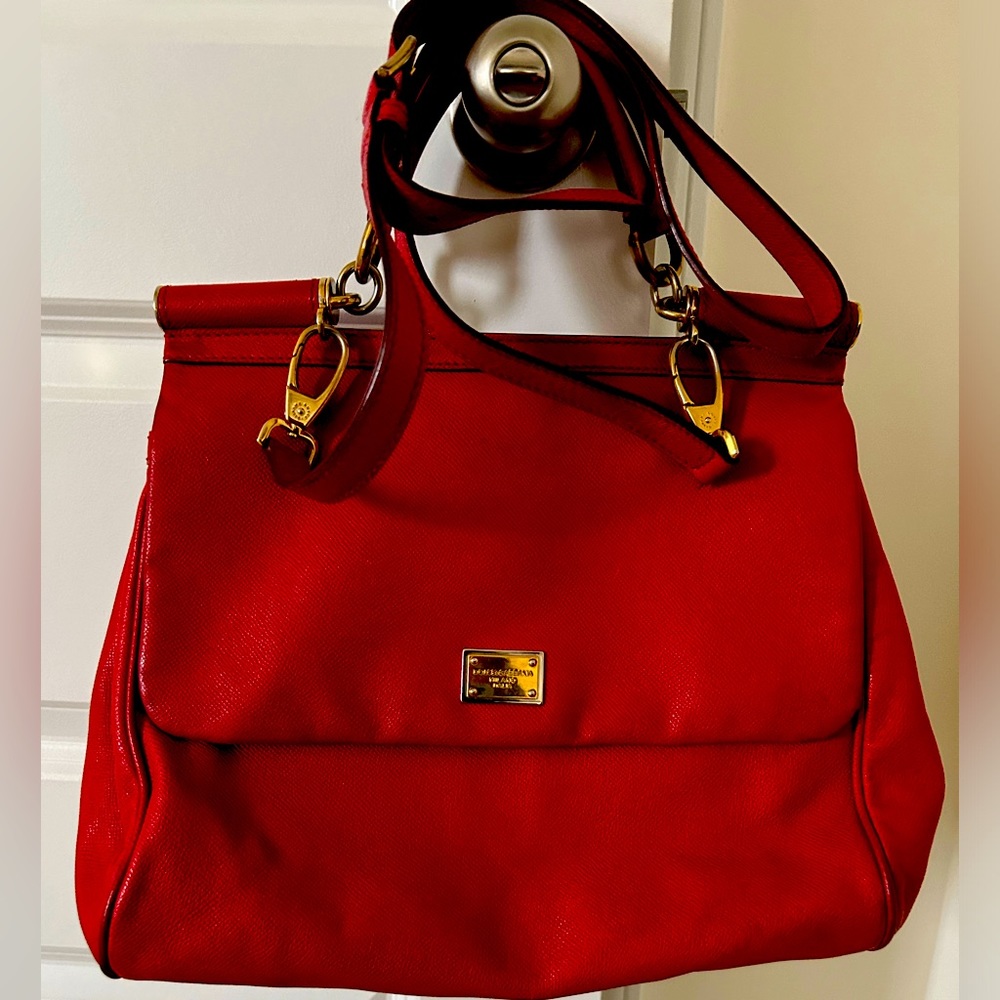 Dolce and Gabbana Calfskin Leather Satchel Bag